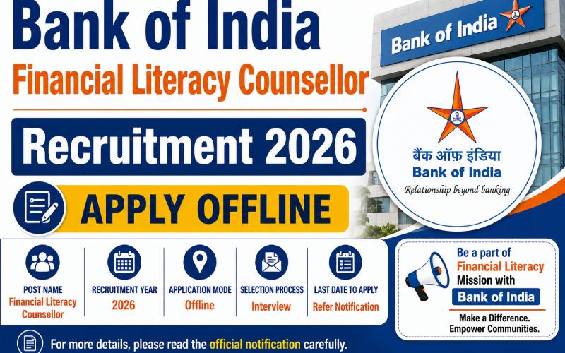 Bank of India Financial Literacy Counsellor Recruitment 2026