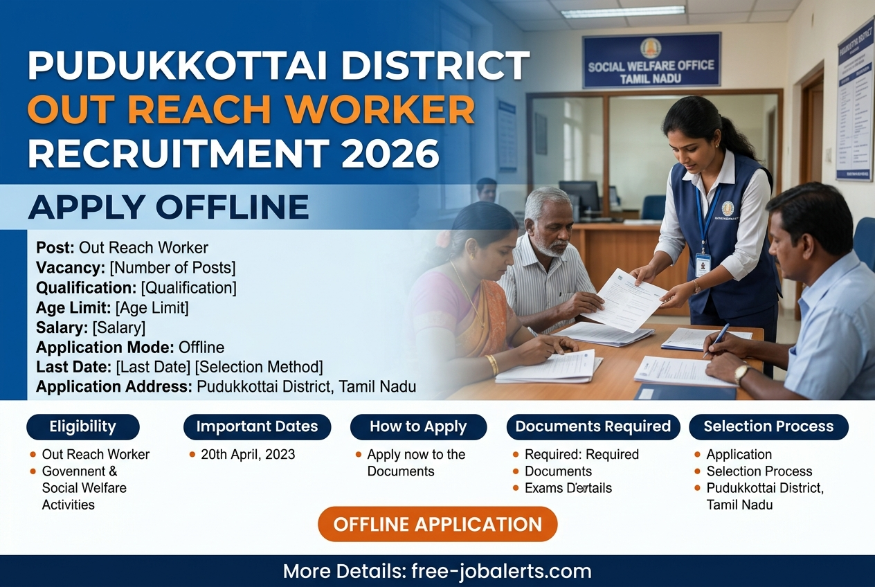 Pudukkottai District Out Reach Worker Recruitment 2026 – Apply Offline
