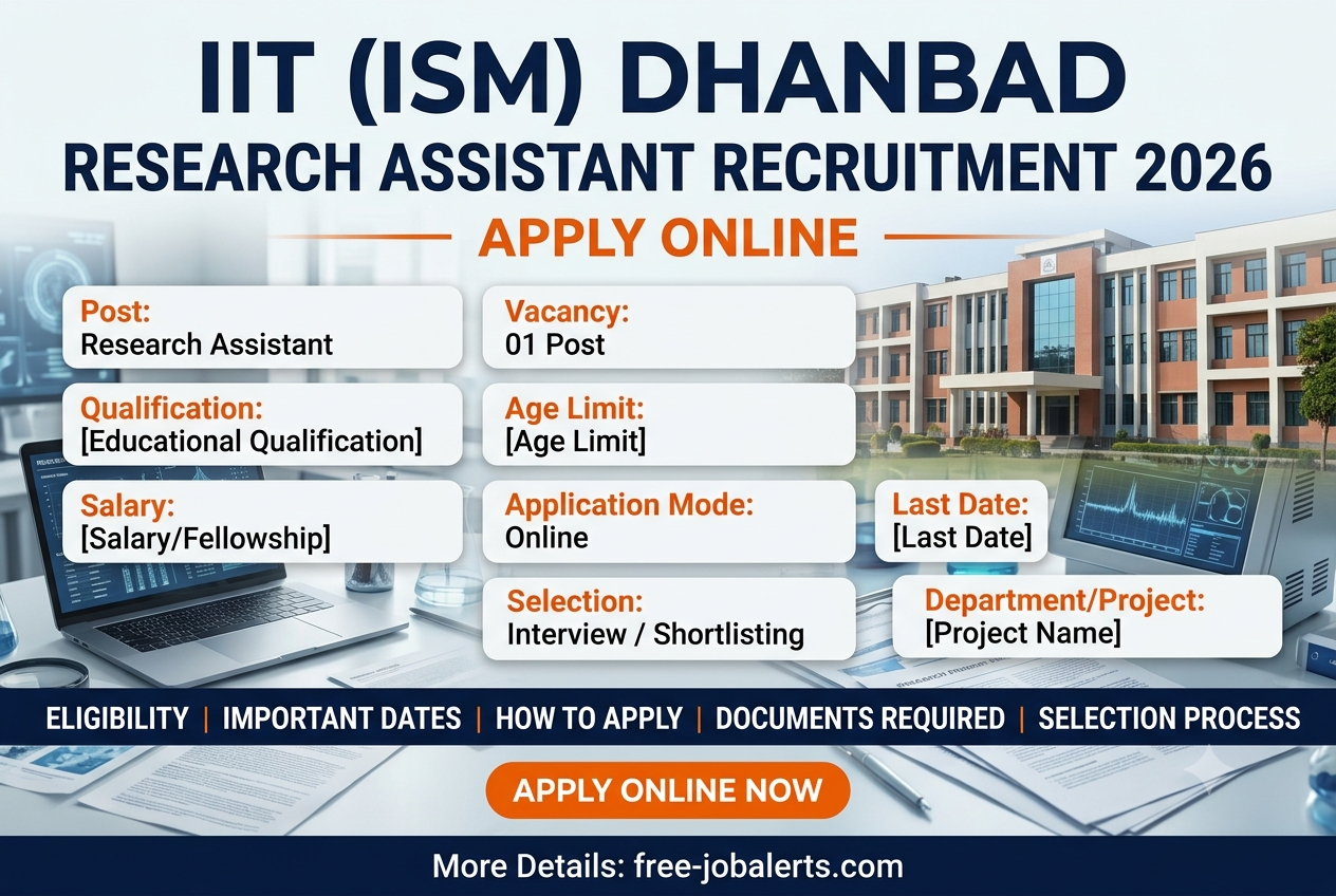 IIT (ISM) Dhanbad Research Assistant Recruitment 2026 – Apply Online
