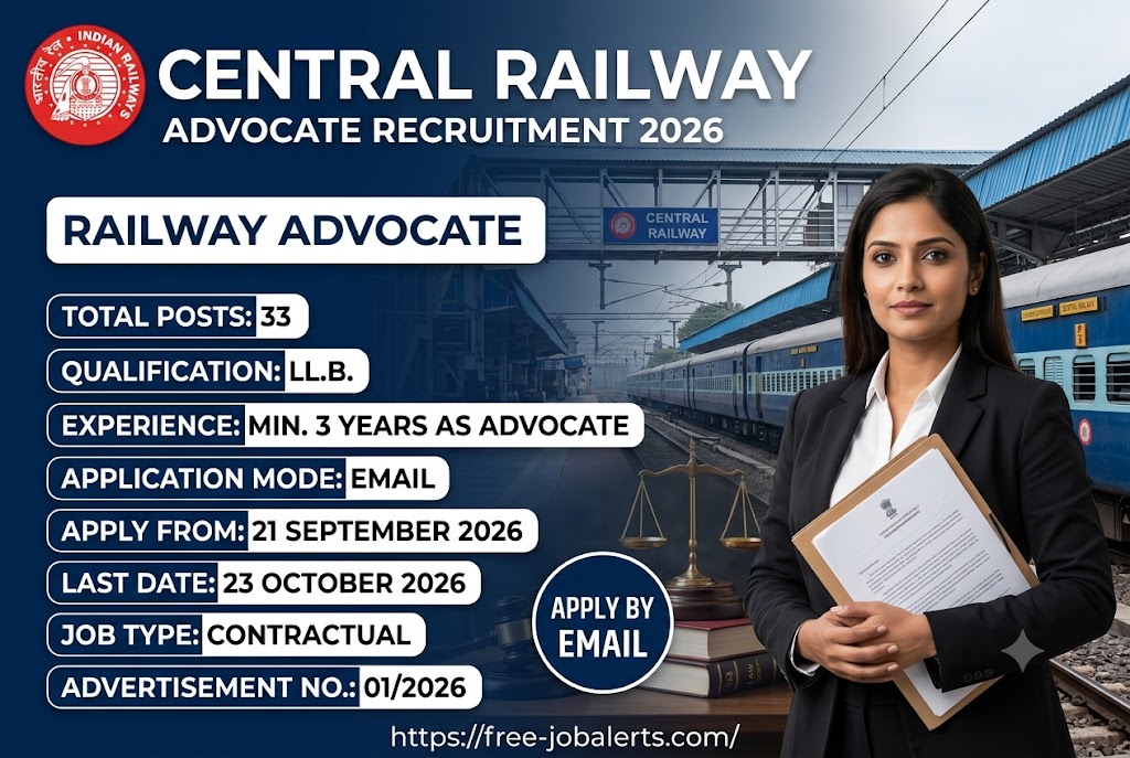 Central Railway Advocate Recruitment 2026 – Apply Online for 33 Railway Advocate Posts
