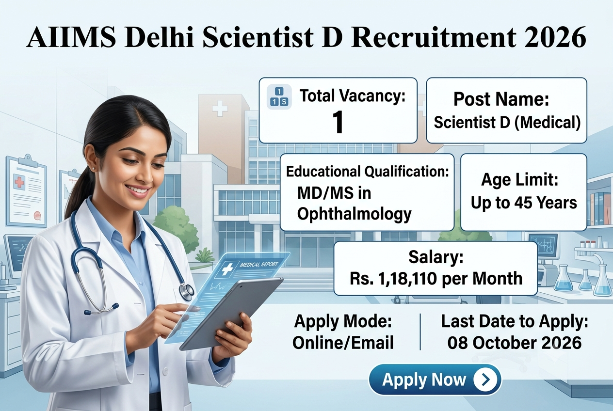 AIIMS Delhi Scientist D Recruitment 2026 – Apply Online for 1 Post
