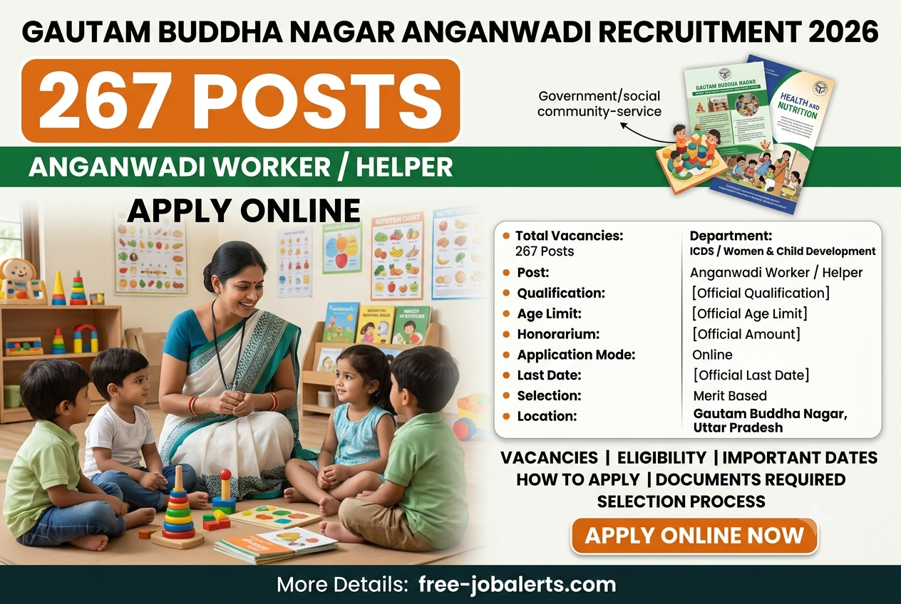 Gautam Buddha Nagar UP Anganwadi Recruitment 2026 – Apply Online for 267 Anganwadi Worker and Helper Posts