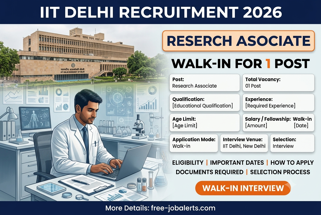 IIT Delhi Research Associate Recruitment 2026 – Walk-in for 1 Post