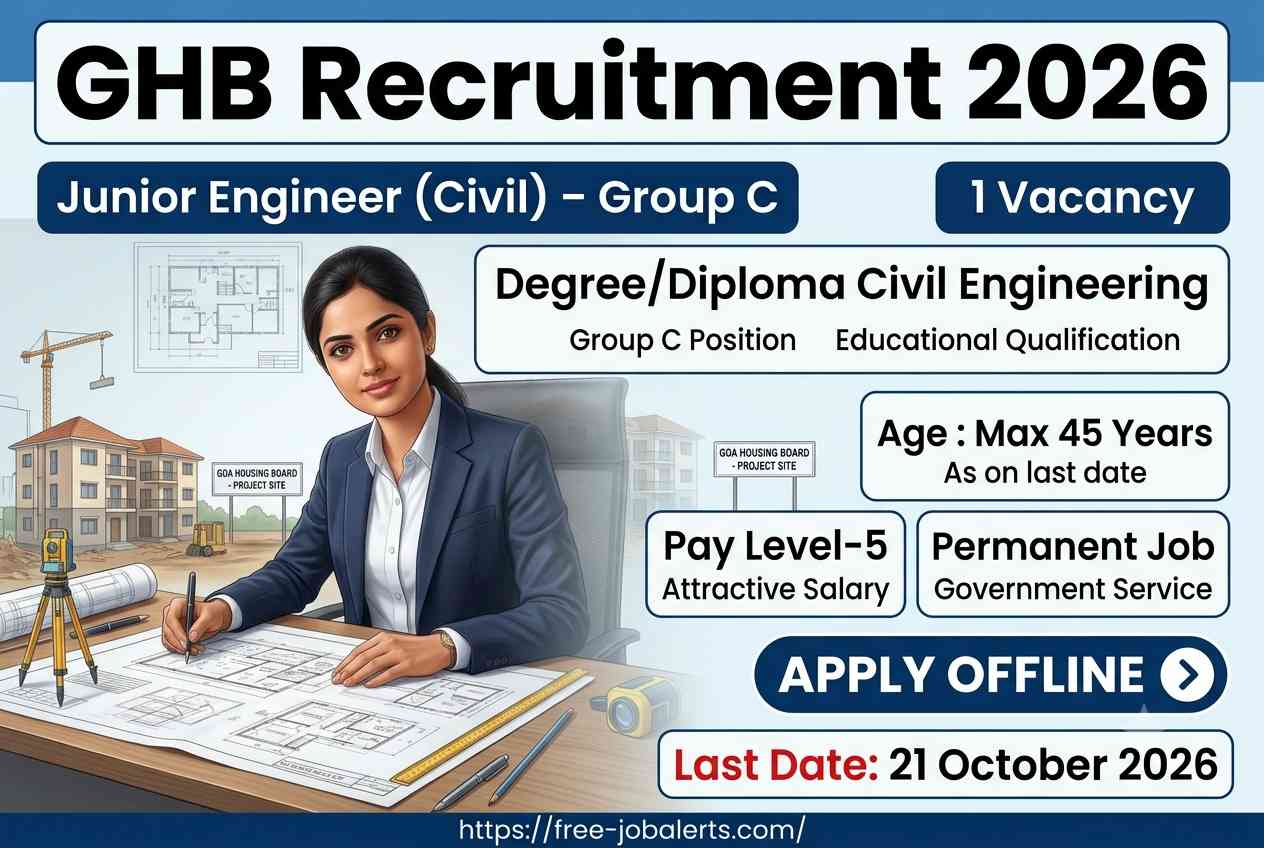 GHB Recruitment 2026: 1 Junior Engineer (Civil) – Apply Offline