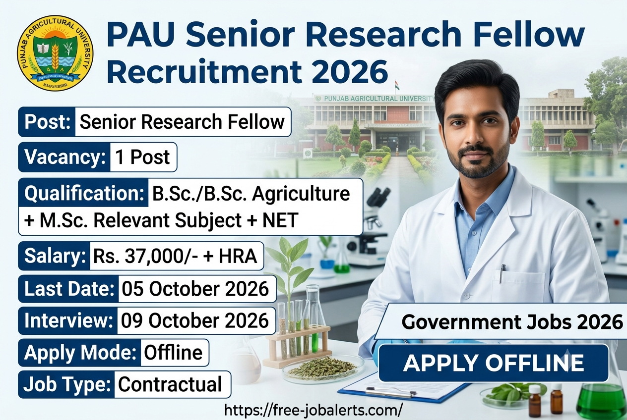 PAU Senior Research Fellow Recruitment 2026 – Apply Offline