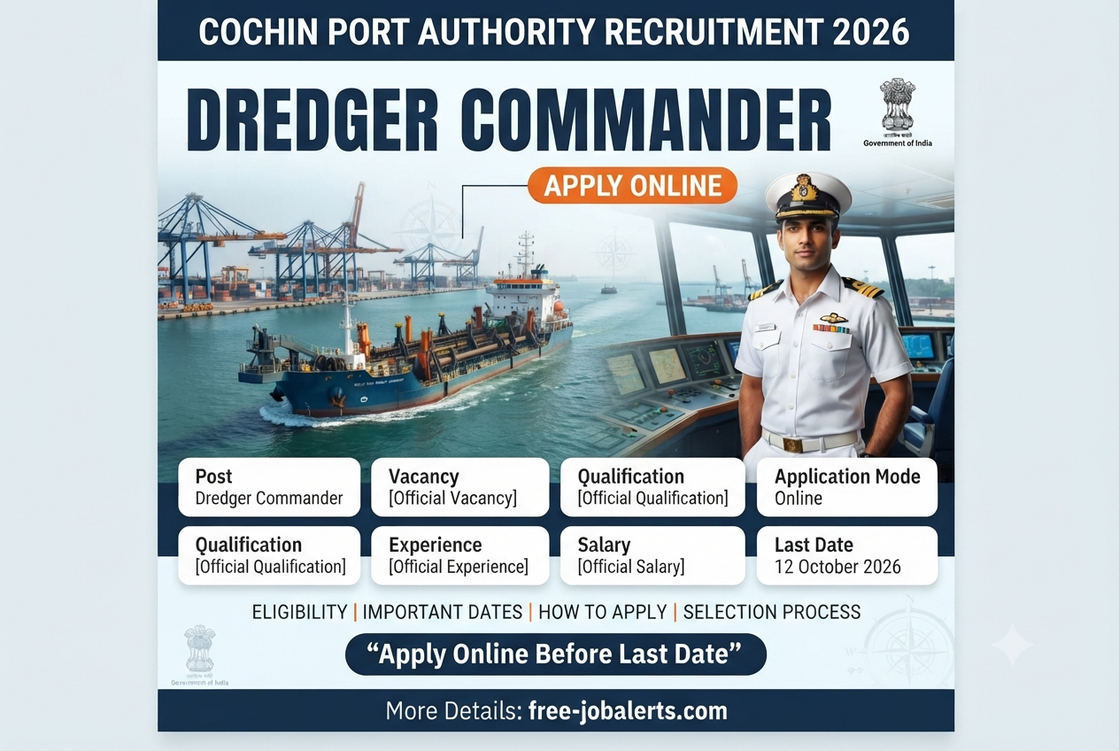 Cochin Port Authority Dredger Commander Recruitment 2026 – Apply Online