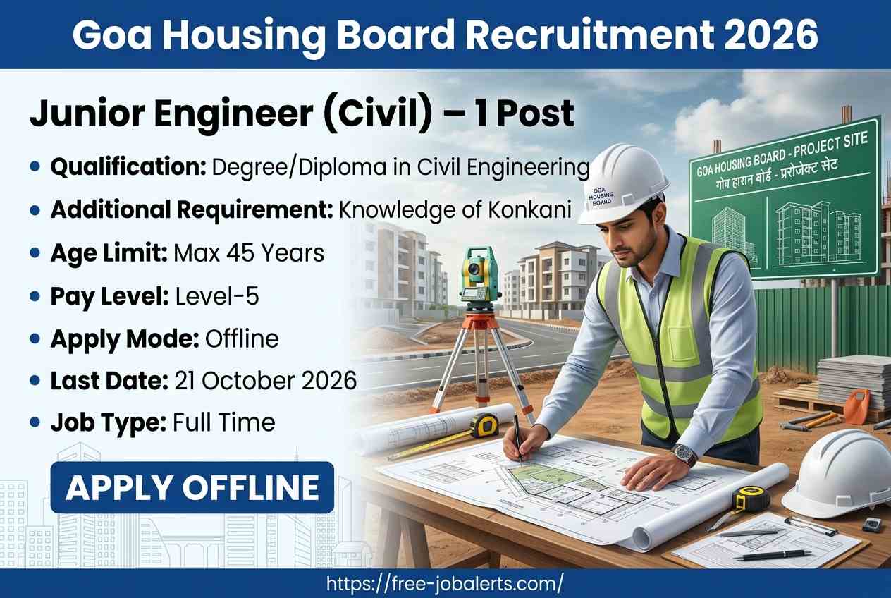 Goa Housing Board Junior Engineer Recruitment 2026 – Apply Offline