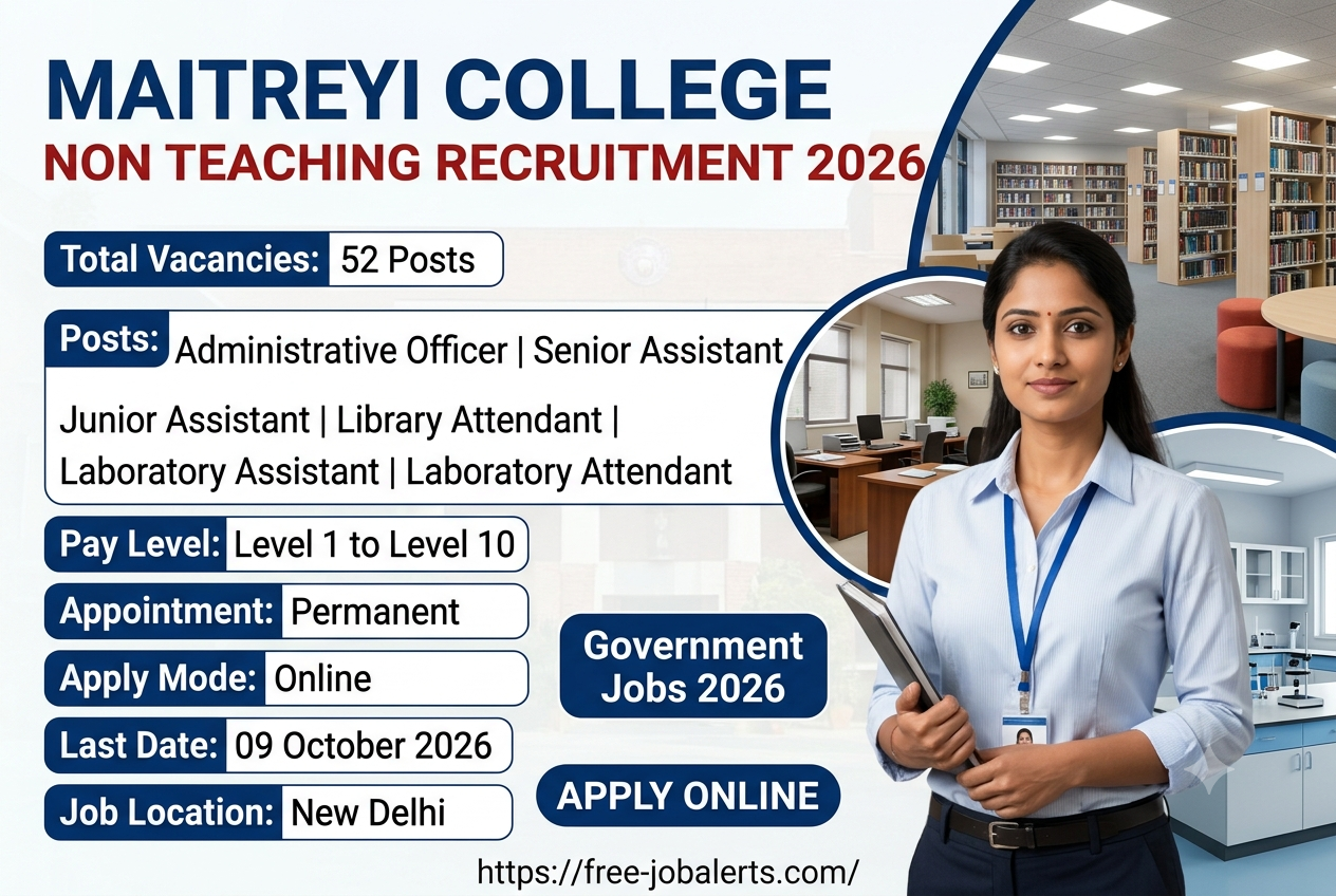 Maitreyi College Non Teaching Recruitment 2026 – Apply Online for 52 Posts