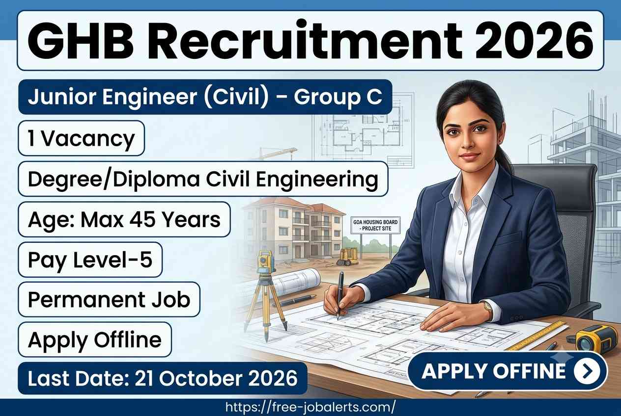 GHB Recruitment 2026: 1 Junior Engineer (Civil) – Apply Offline