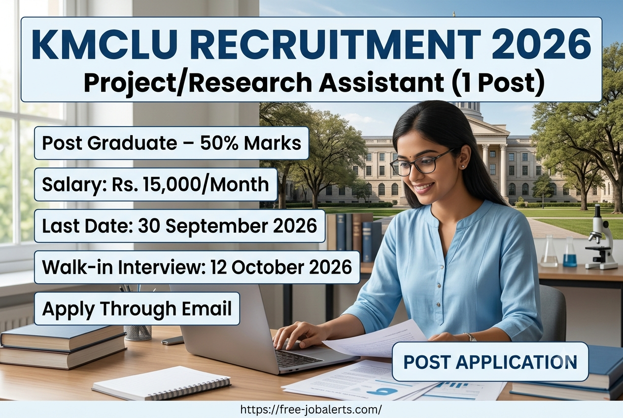 KMCLU Recruitment 2026 – Apply Online for Project/Research Assistant Post