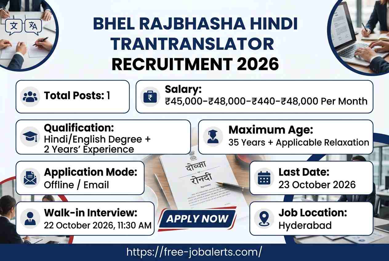 BHEL Rajbhasha Hindi Translator Recruitment 2026 – Apply Offline