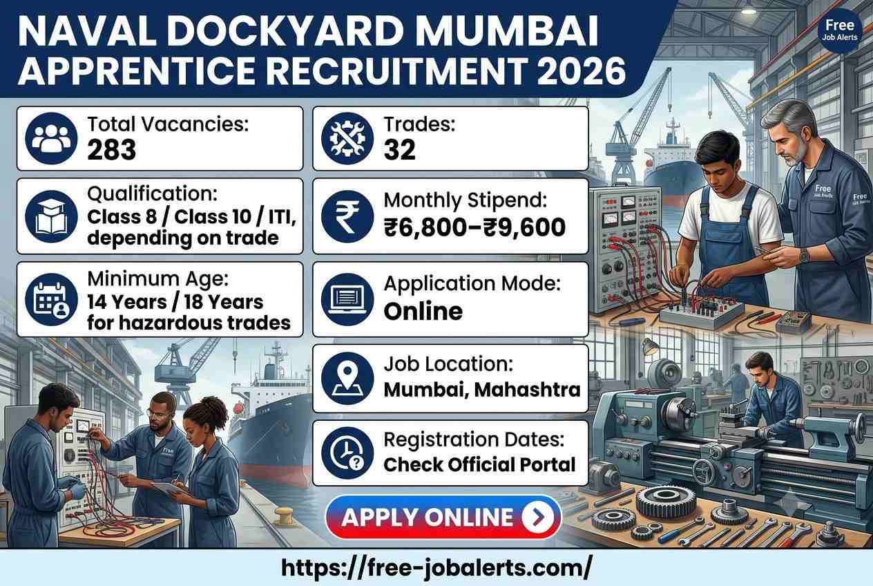 Naval Dockyard Mumbai Apprentice Recruitment 2026 – Apply Online for 283 Posts