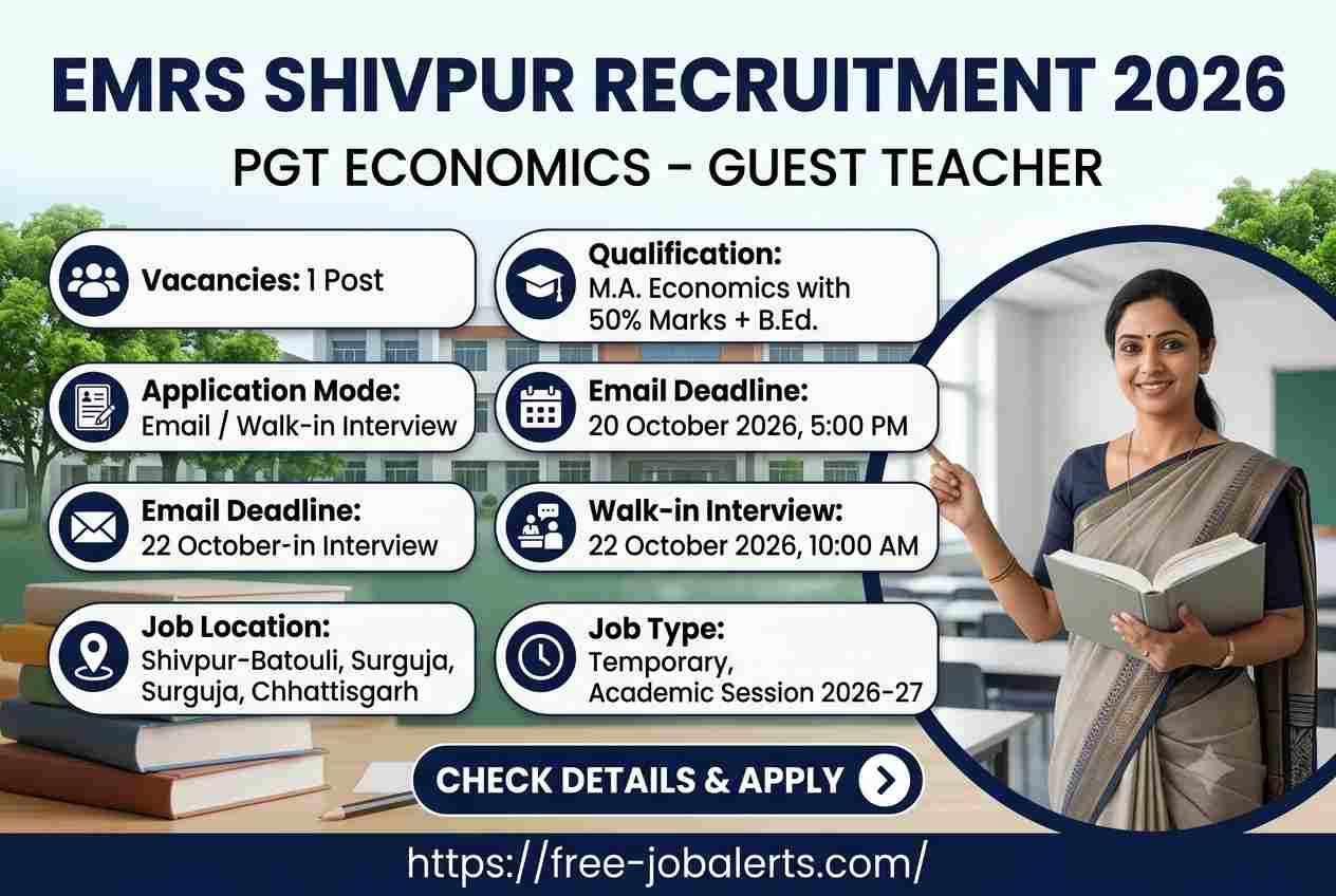 EMRS Shivpur PGT Economics Recruitment 2026 – Apply by Email