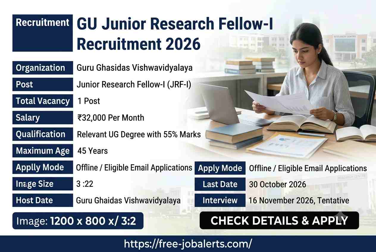 GGU Junior Research Fellow-I Recruitment 2026 – Apply Offline