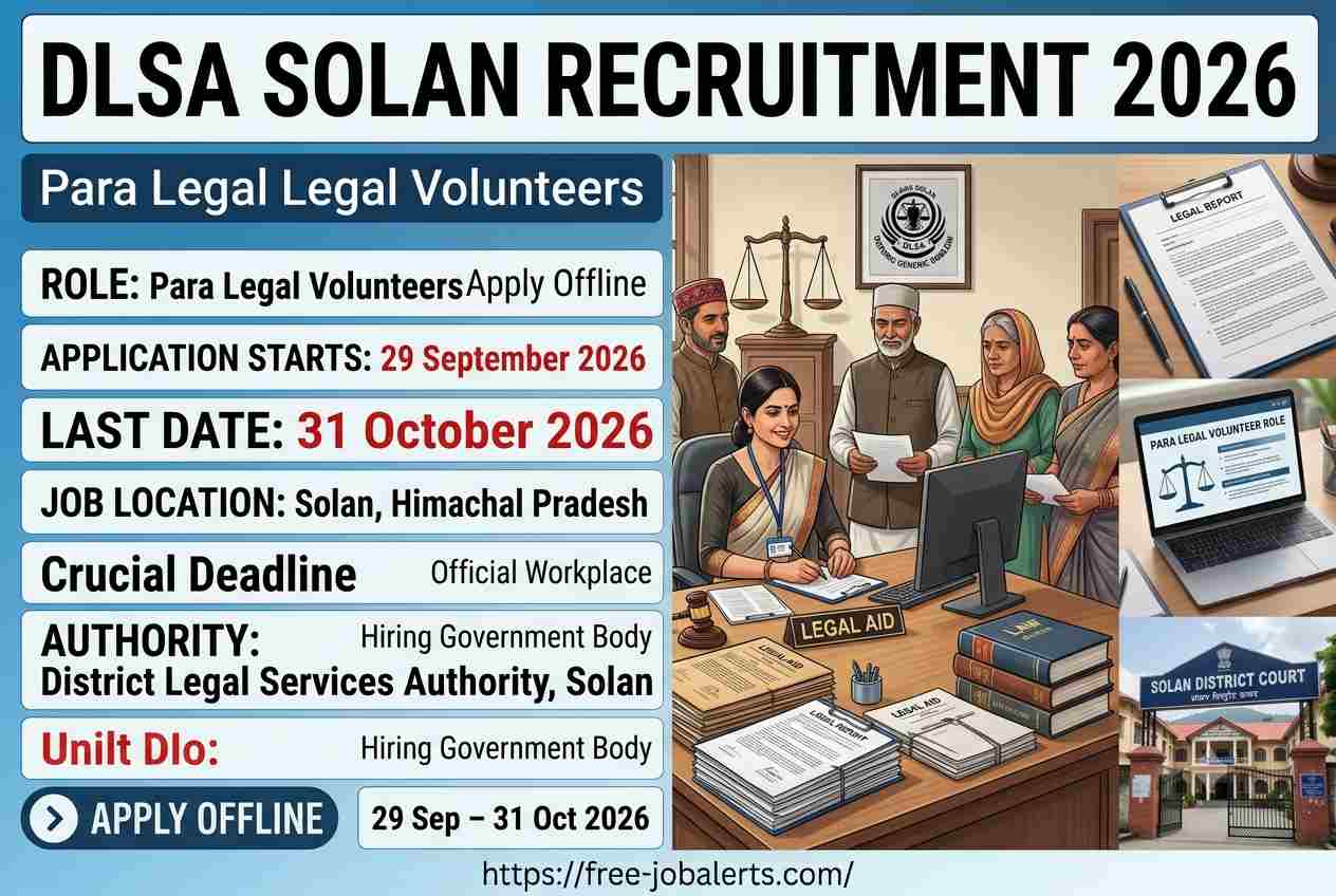 DLSA Solan Para Legal Volunteers Recruitment 2026 – Apply Offline